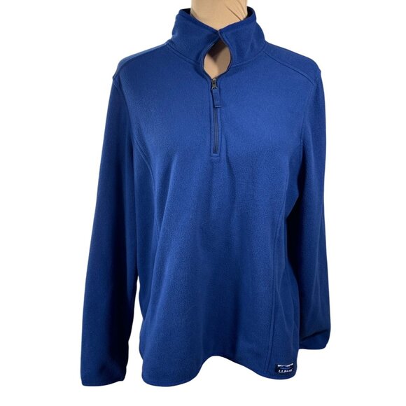 L.L. Bean Women's 1/4 Zip Pullover Fleece Top Blue XL Extra Large Mock Neck - Picture 1 of 8